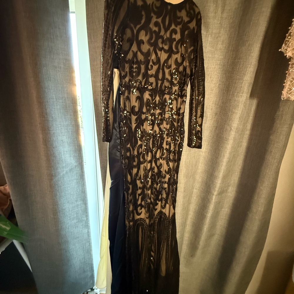 Elegant Black Sequin Evening Gown